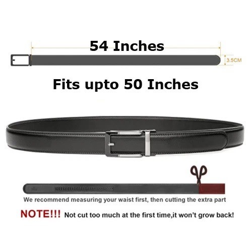 28″-50″ Men’s Leather Ratchet Dress Belts Automatic Buckle Click Sliding Belt