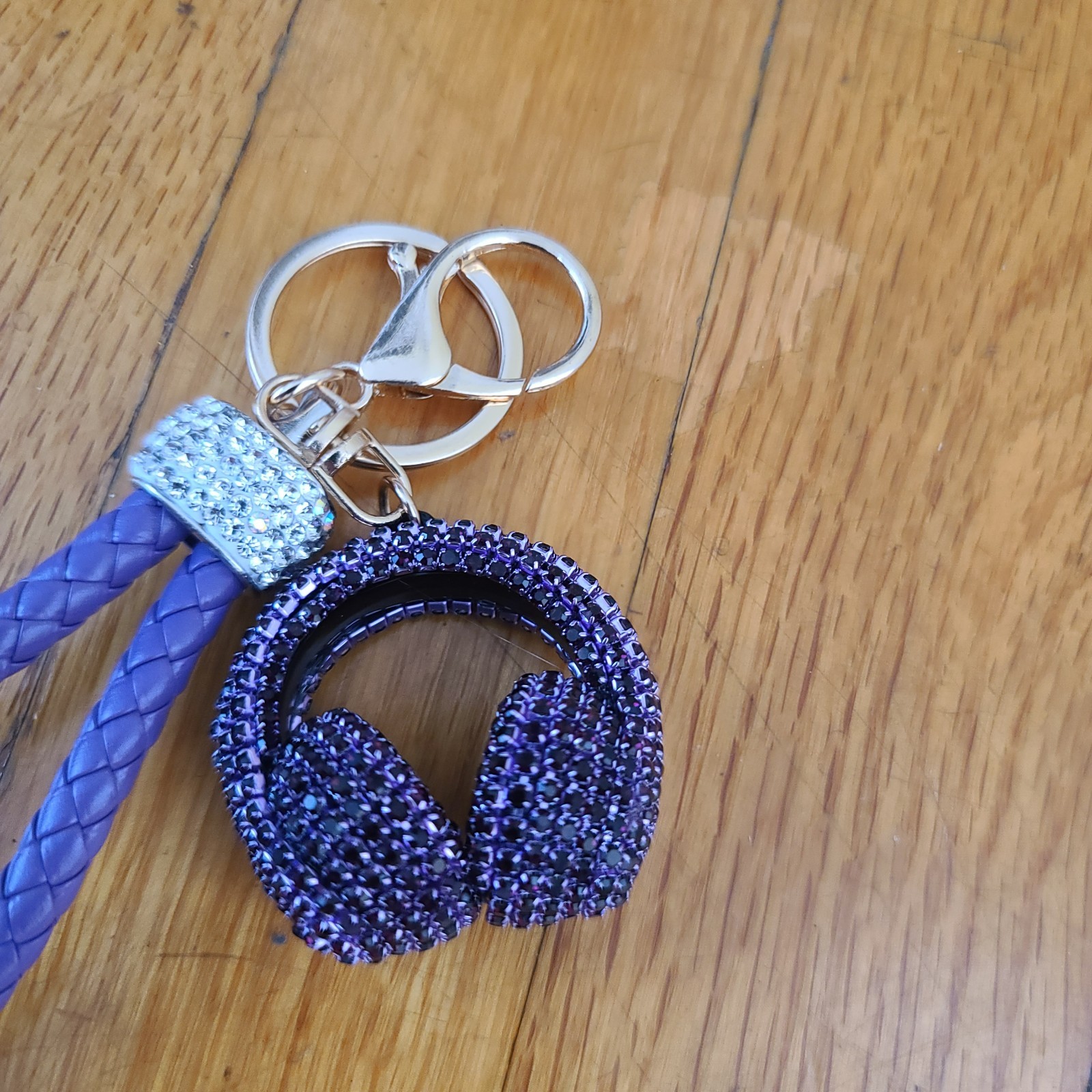 Braided Rope Headphone Keychain/Bag Charm Purple Keychain Purse Backpack Charm