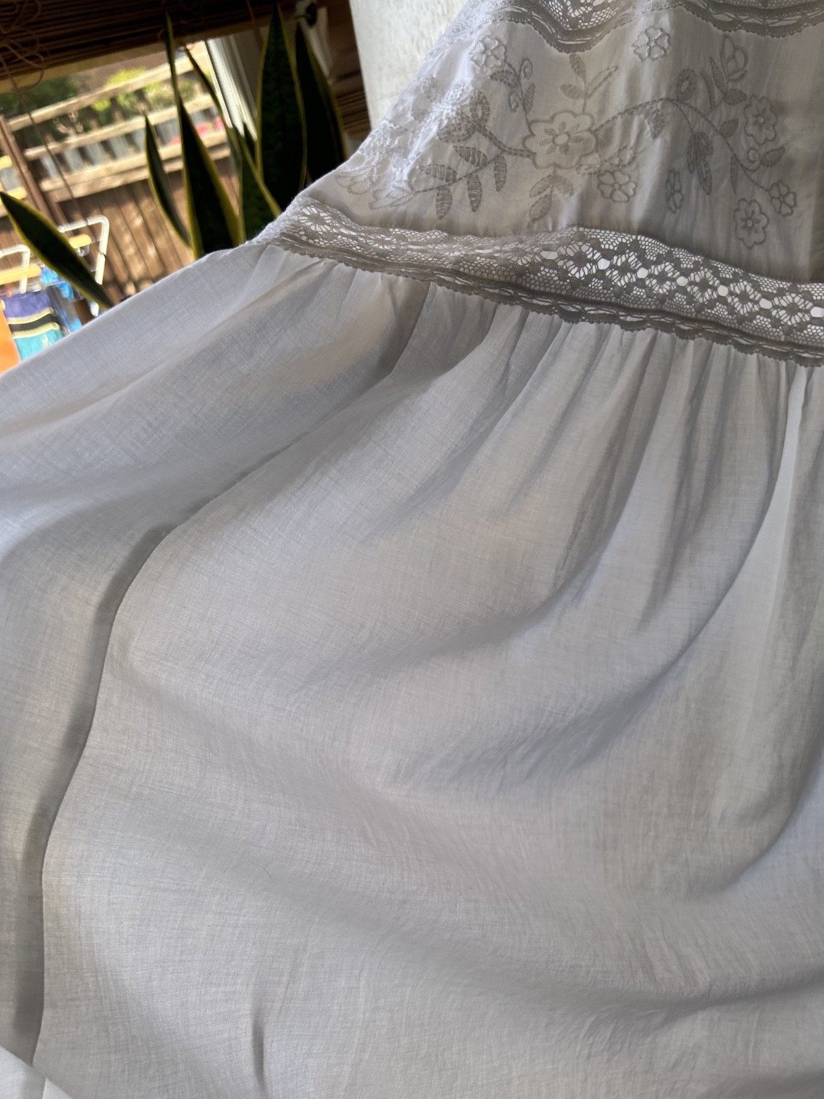 White Embroidered Cami Midi Dress Size 20 Lightweight Cotton New