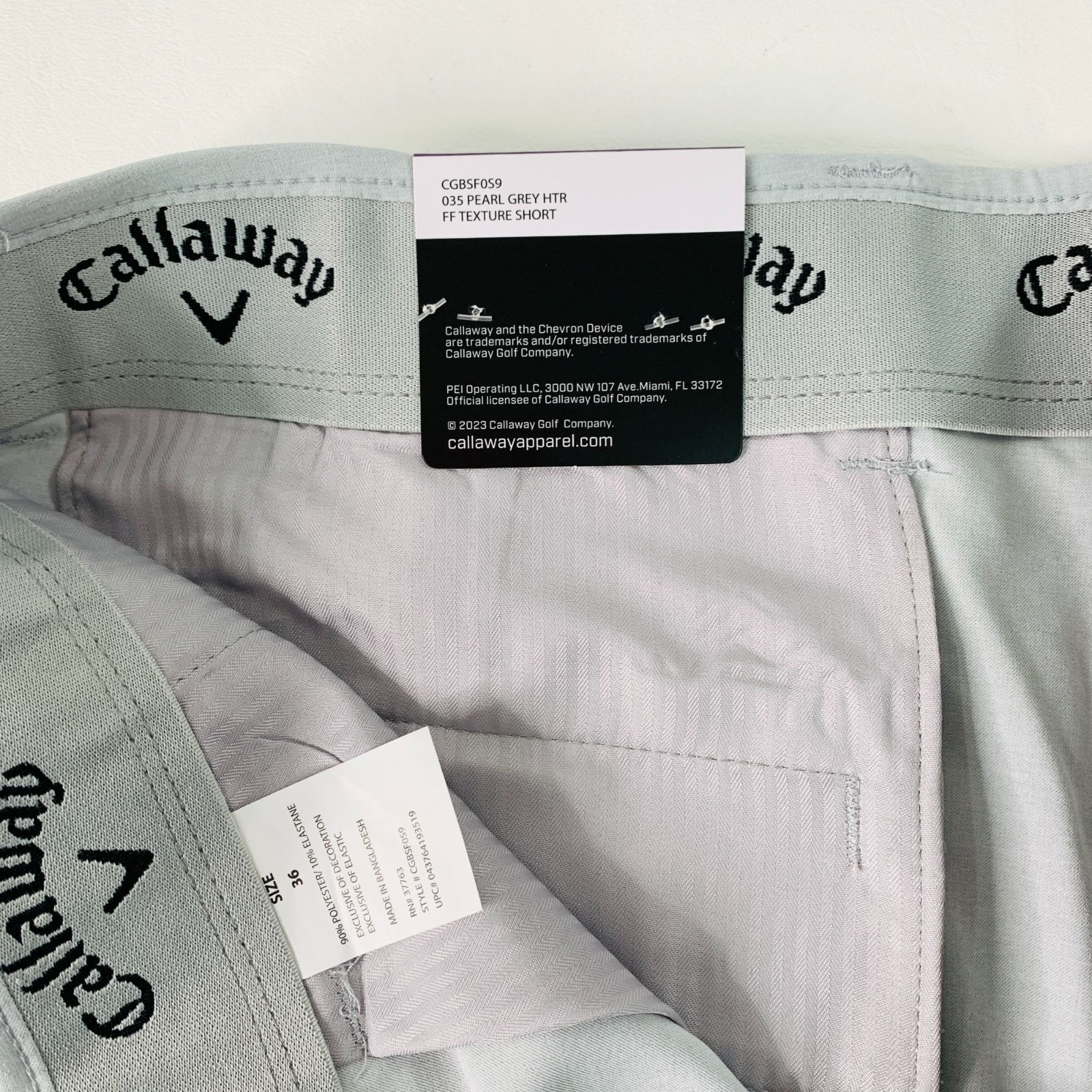Callaway Men’s 36 Shorts Flat Front Performance Golf Short Grey Gray 36