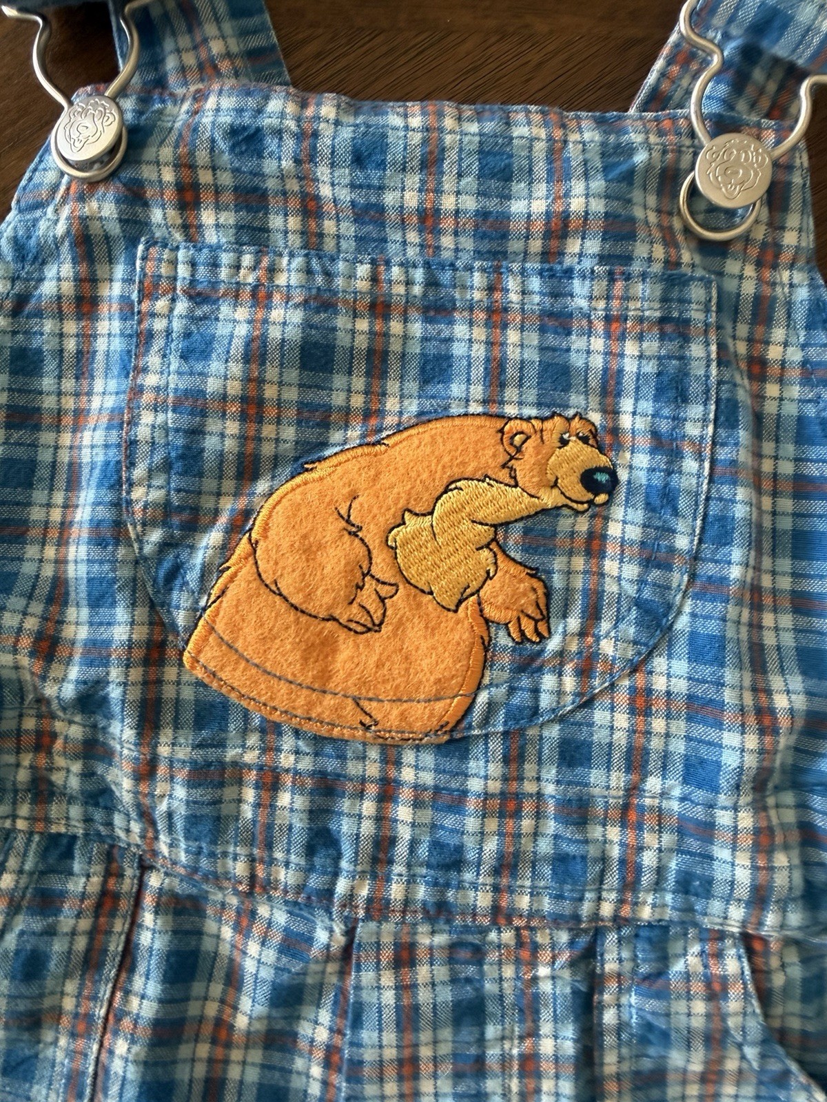Bear in the Big Blue House 3T Plaid Cotton Overall One-Piece Romper Pockets
