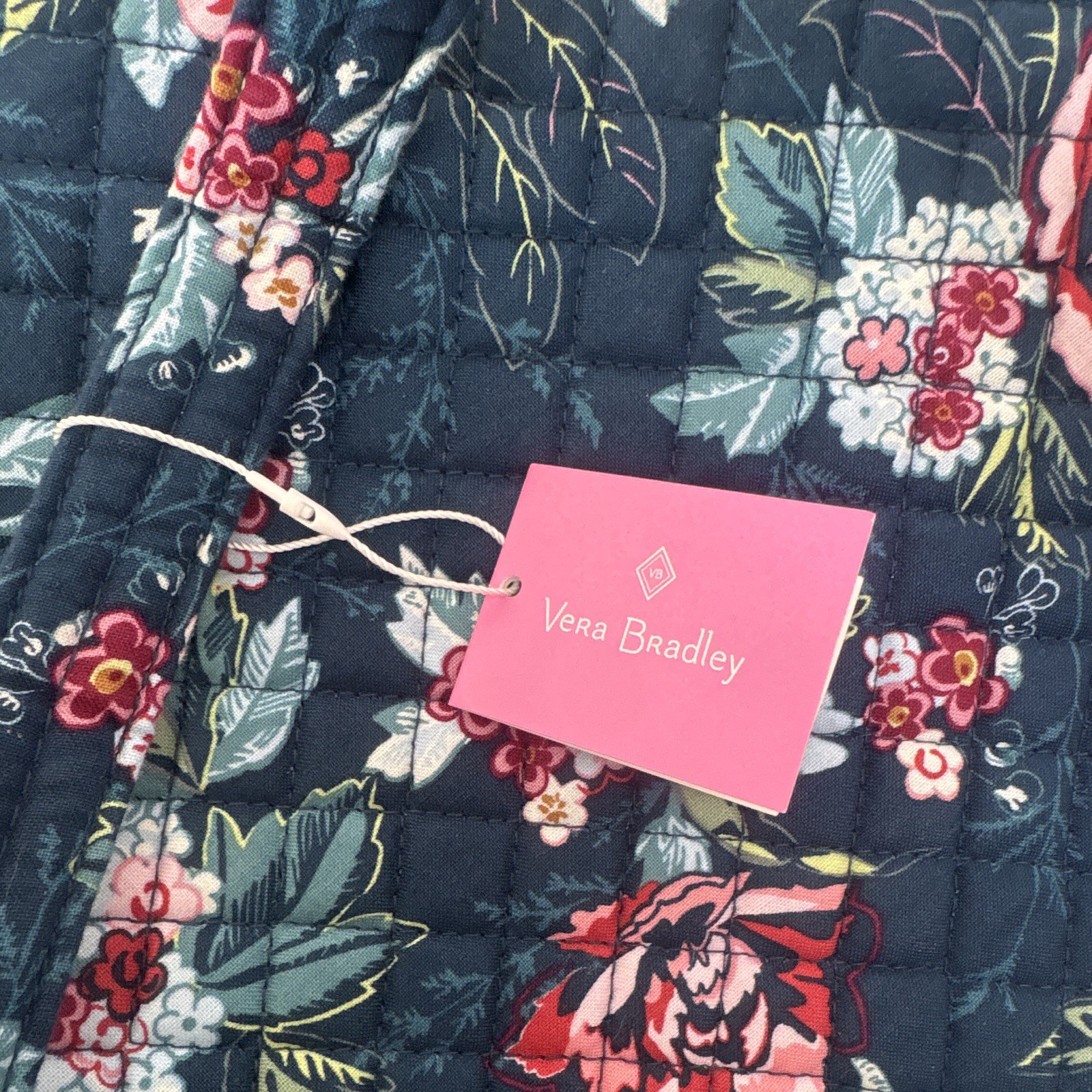 Vera Bradley Rose Toile Floral Tote Bag Blue Snap Closure Lined Inner Pockets