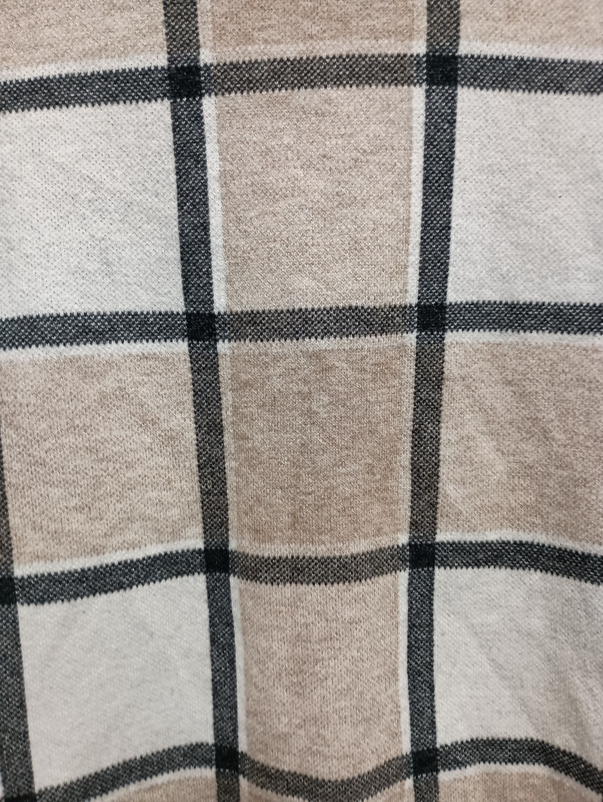 Rachel Zoe Twofer Sweater Womens Large Beige White Plaid Preppy Office Pullover