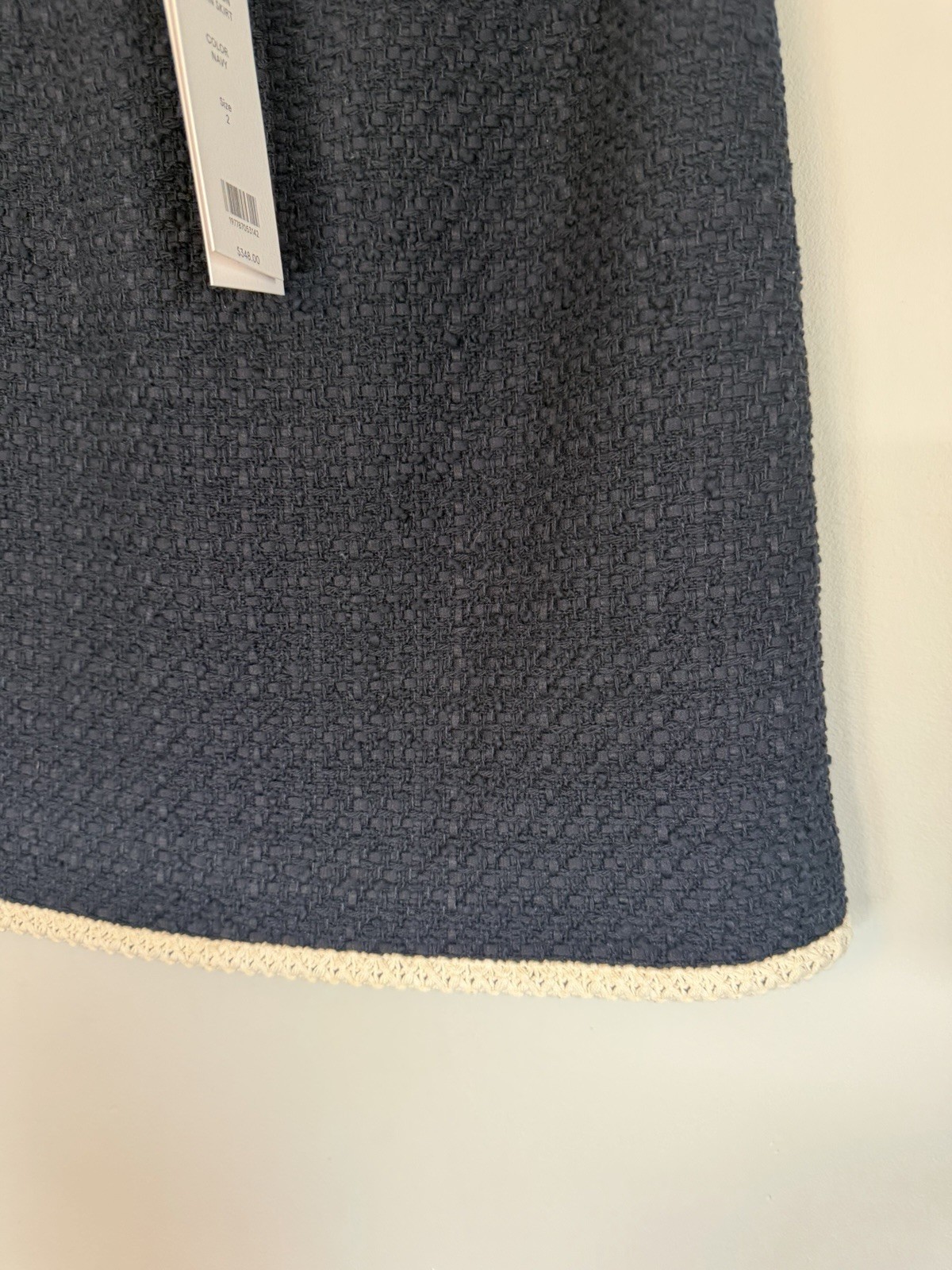 Veronica Beard Roman Mini Navy Blue Cotton Blend tweed Skirt Lined Sz 2 NWT $348