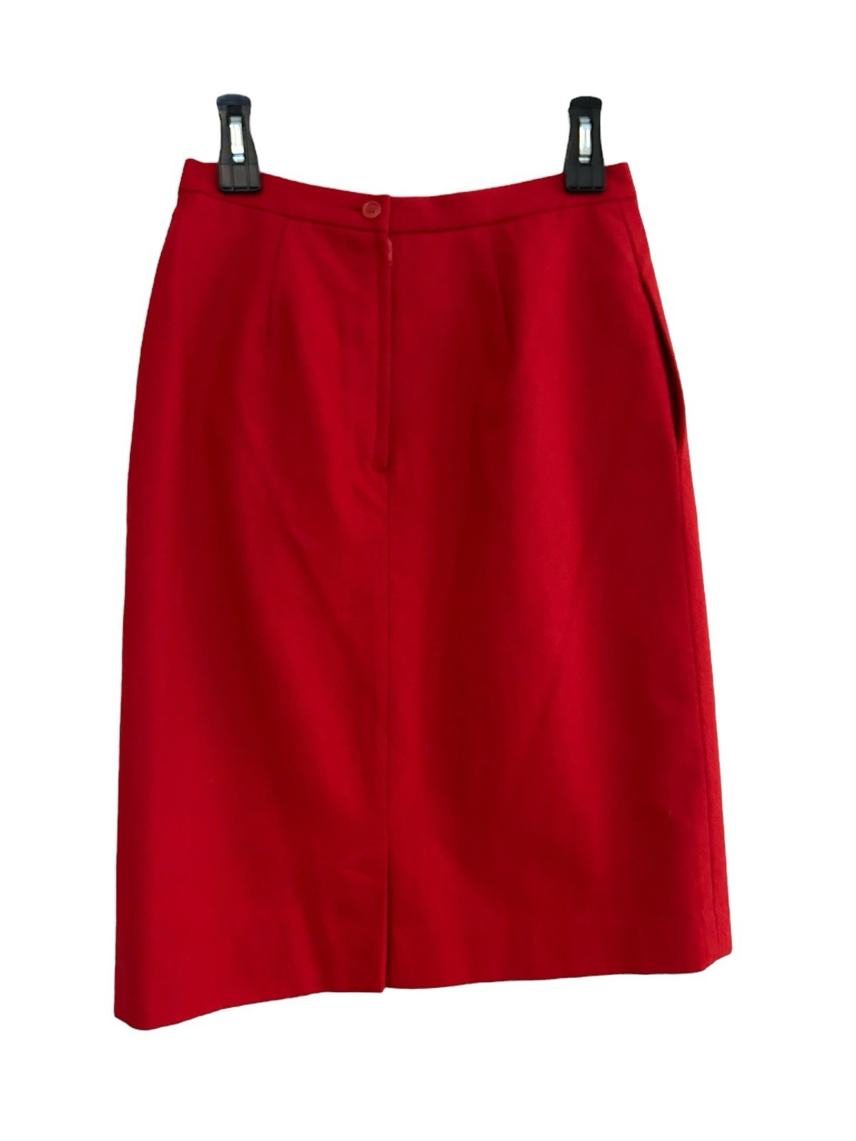 Vintage Red Wool Skirt Fully Lined Pockets USA 11/12 #classic#tetro