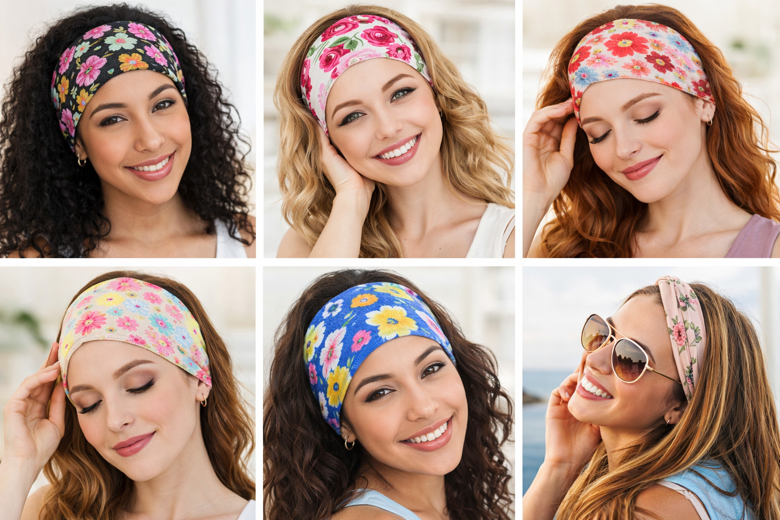6pcs Women Flower Headwrap Boho Wide Stretch Women Headband Turban Headwear Lot