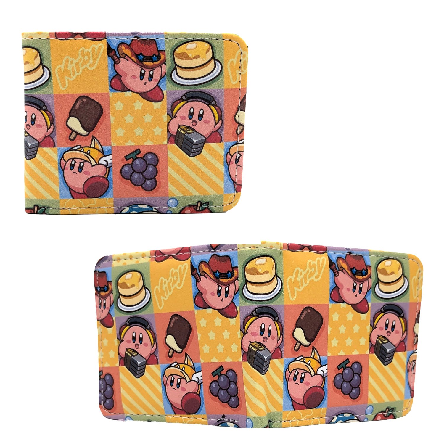 KIRBY & FOOD GRID Kirby 4 in. Bi Fold Wallet (Kabi to Fuudo Anime Adventures)