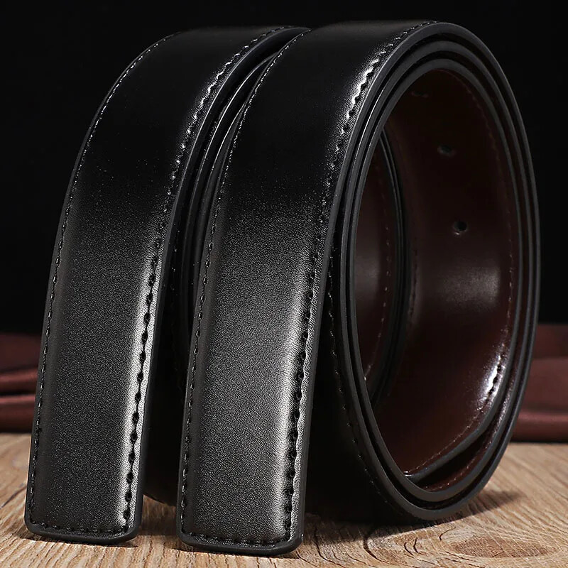 2.8/3.0/3.3/3.5/3.8cm Double-sided Genuine Leather Belt No Buckle Cowskin Belt