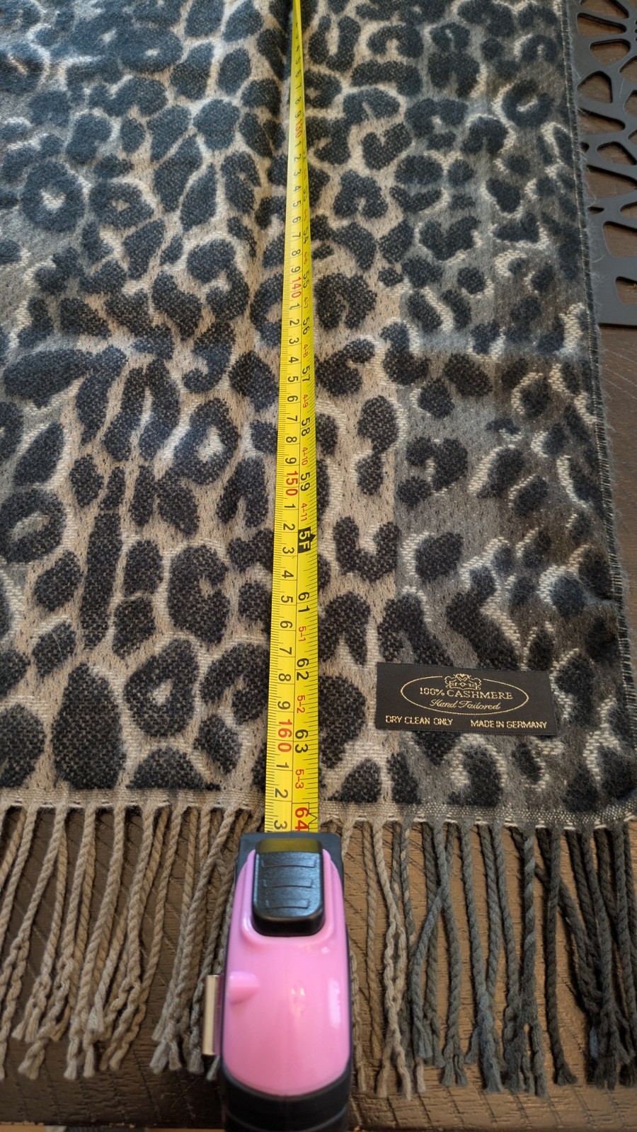 Cashmere Scarf Animal Print Fringe Mob Wife Luxury Made in Germany Hand Tailored