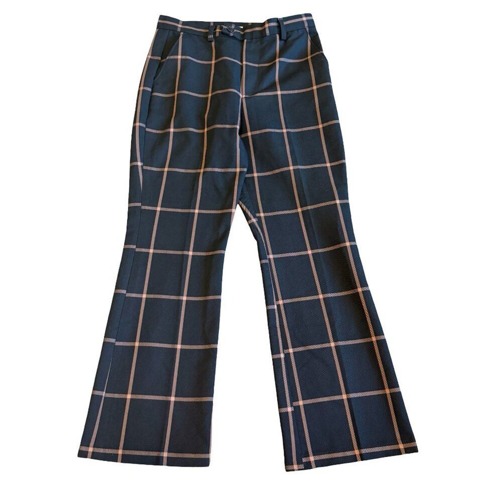 Levi’s Wool Blend Math Club Flare Black Checker Print Pants Slacks Trousers 29