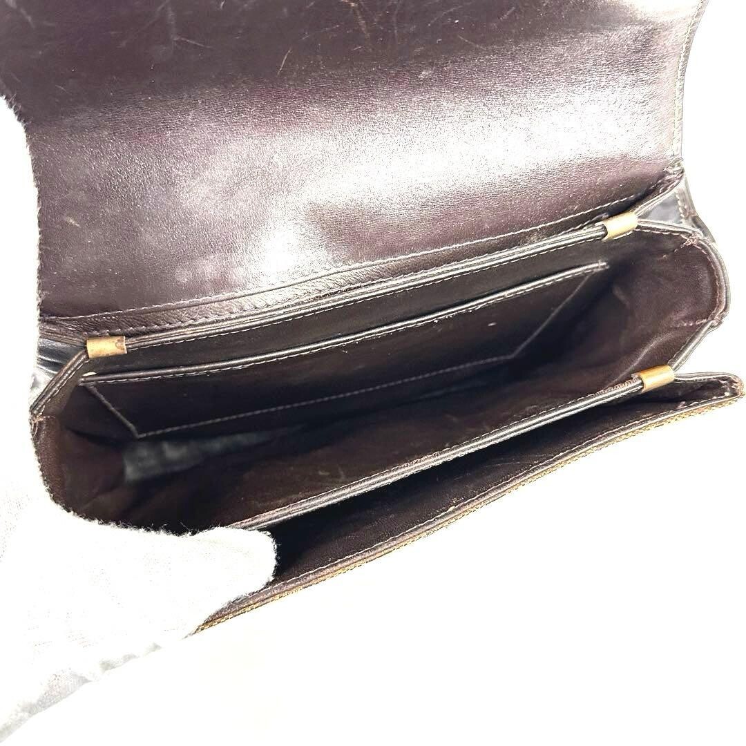 CELINE Shoulder bag C Sulky Macadam canvas leather Vintage Auth From Japan
