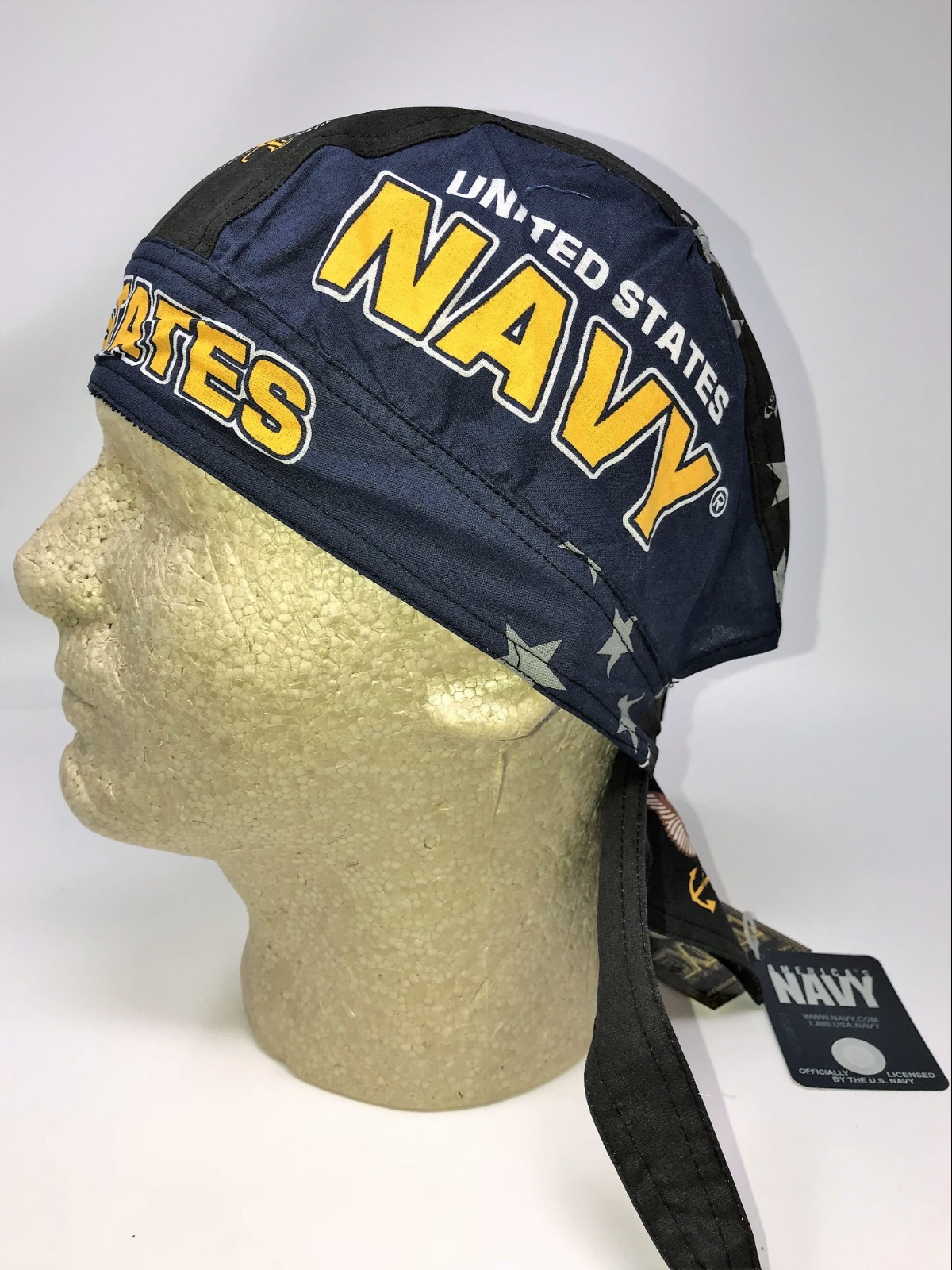 USN Navy Military Doo Rag Head Wrap Skull Cap Durag Sweatband Combat Stars Blue