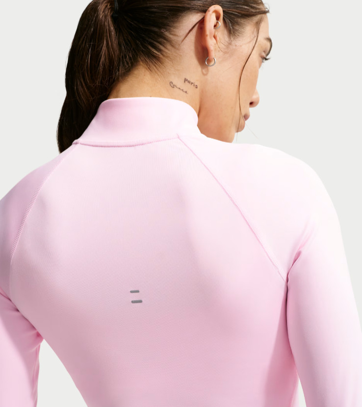 $60 Nike Women’s Dri FIT Fitted Half Zip Top-HV2852663-Pink Foam-Medium-New Tag
