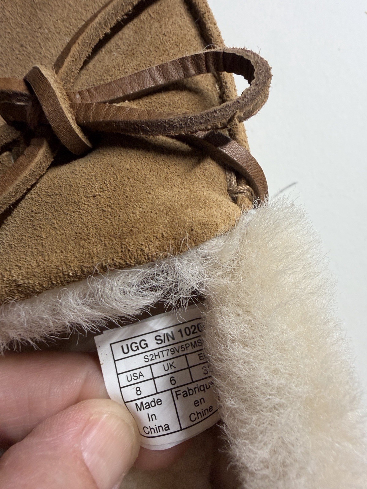 UGG Solana Women’s Brown Suede Shearling-Lined Moccasin Slipper US 8