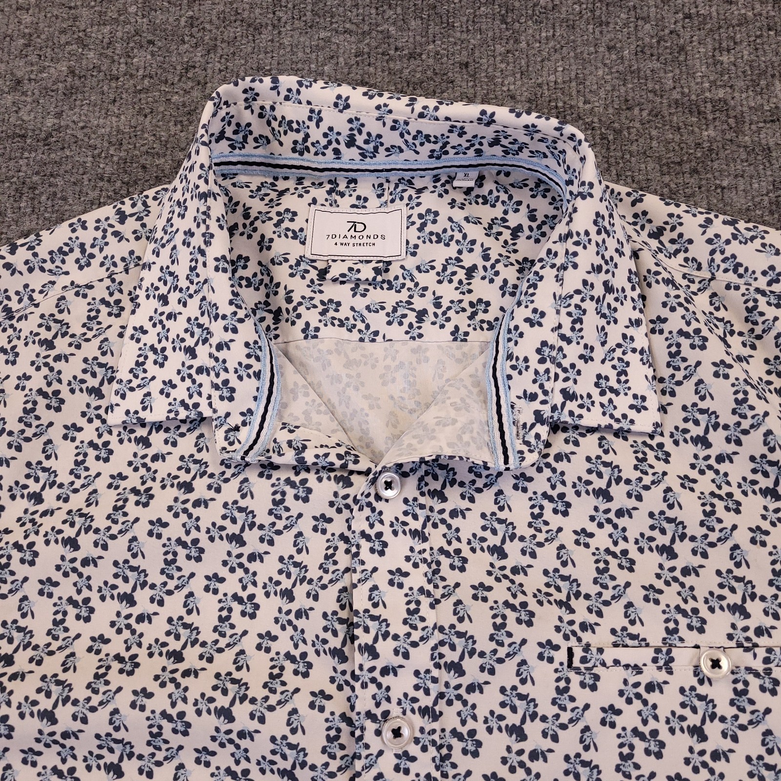 7D 7 Diamonds Bowen 4 Way Stretch Woven Shirt Mens XL Floral Geometric Spread