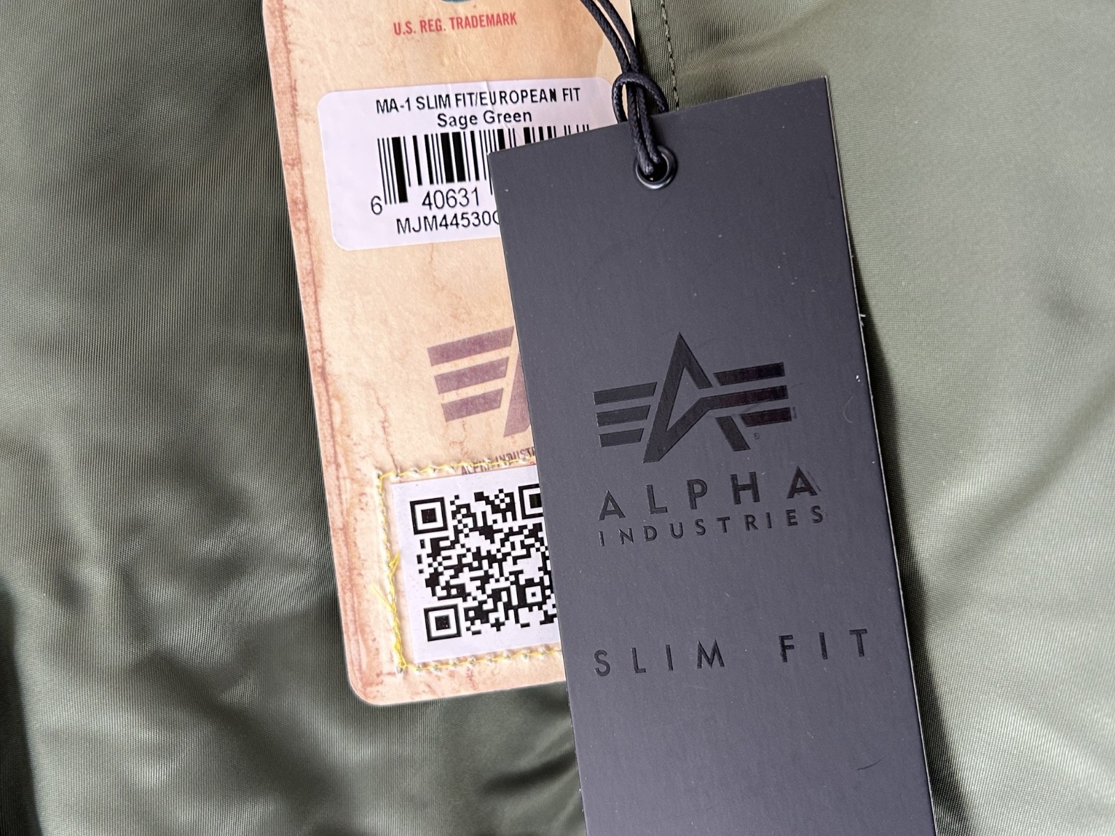 Alpha Industries USAF MA-1 Flight Bomber Jacket Sage Green Slim Fit Medium NEW