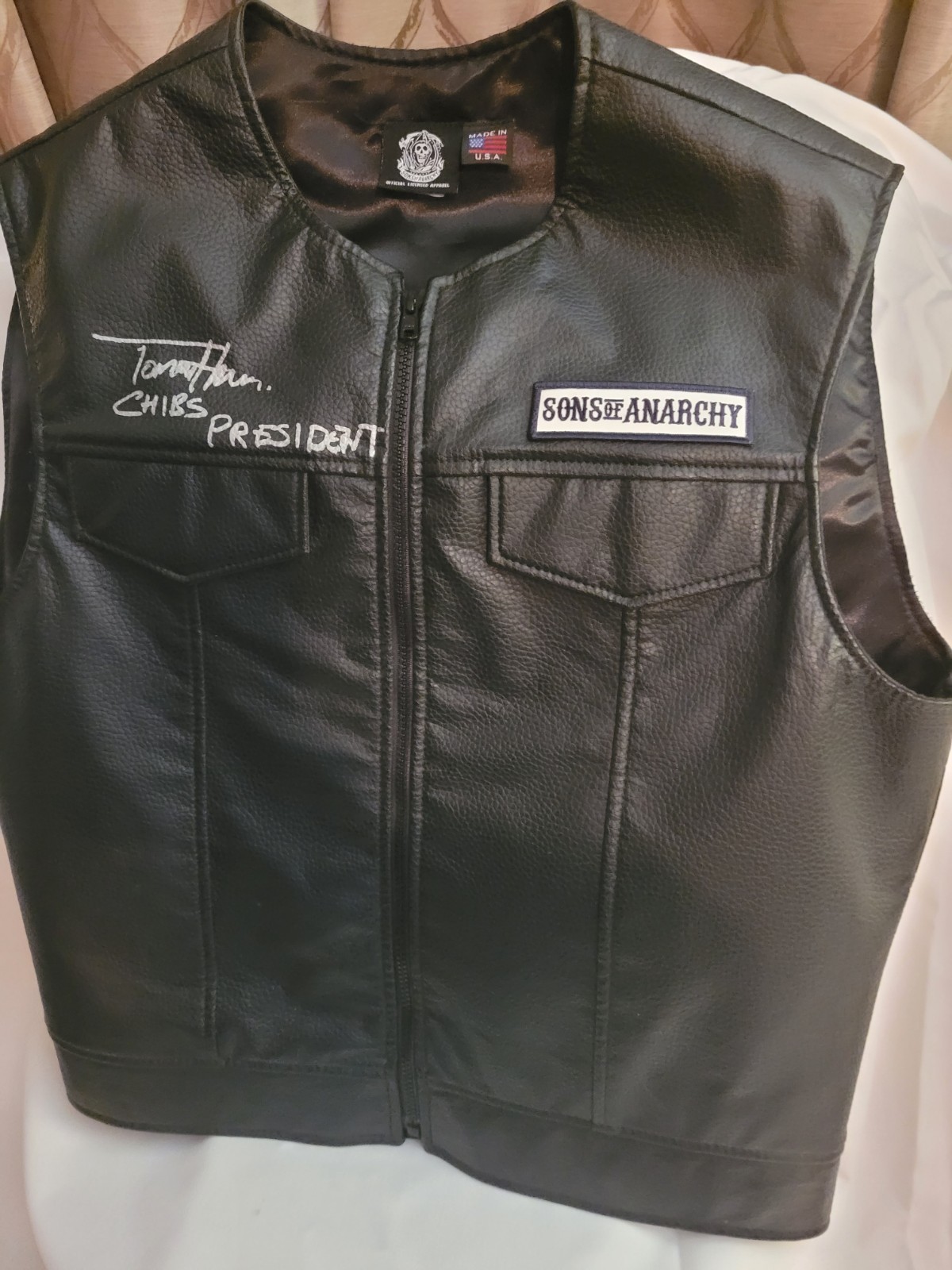 Men’s Leather Biker Vest ” Sons Of Anarchy. ‘