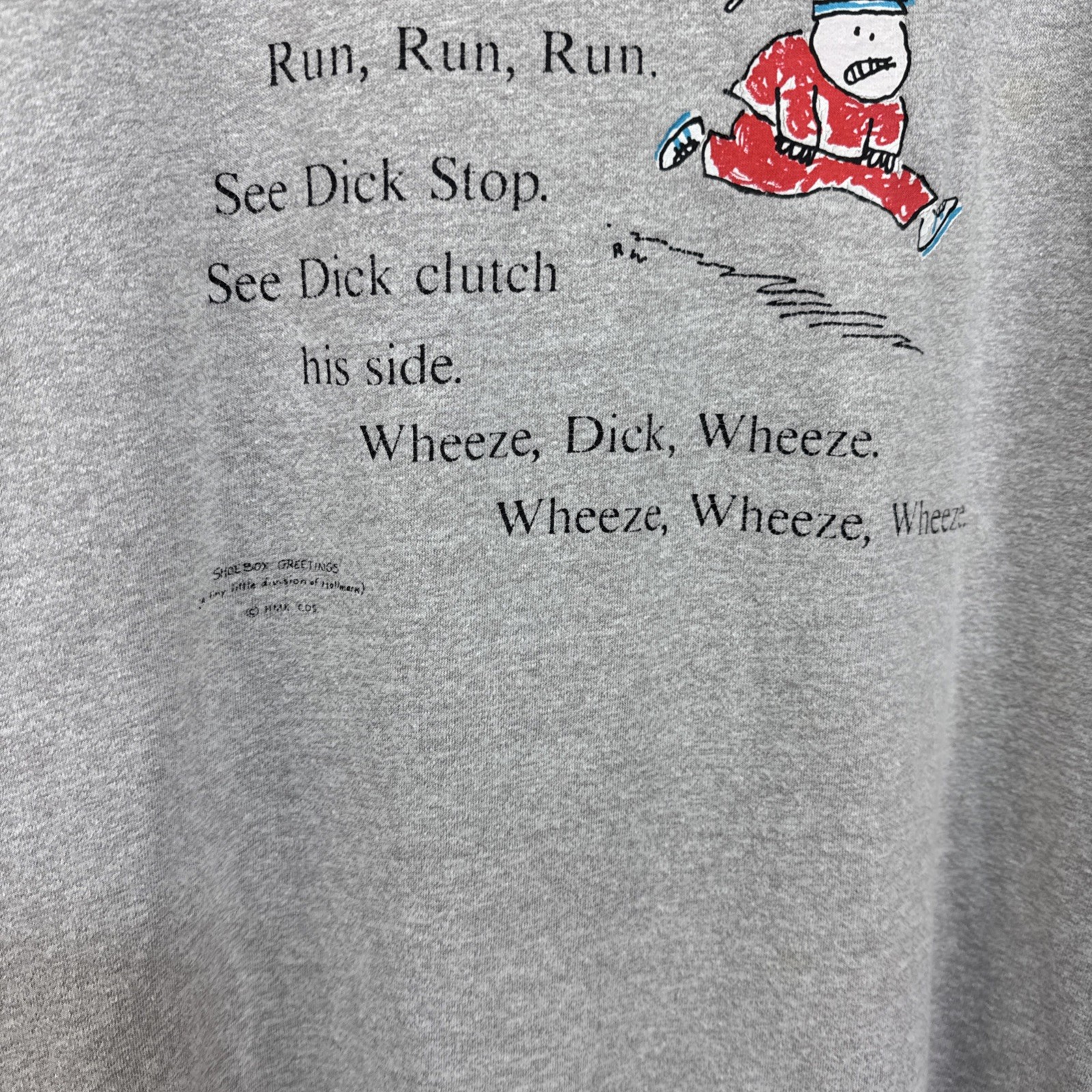 VTG 80s 90s T Shirt Hallmark Birthday Dick At 40 Running Over The Hill XL USA