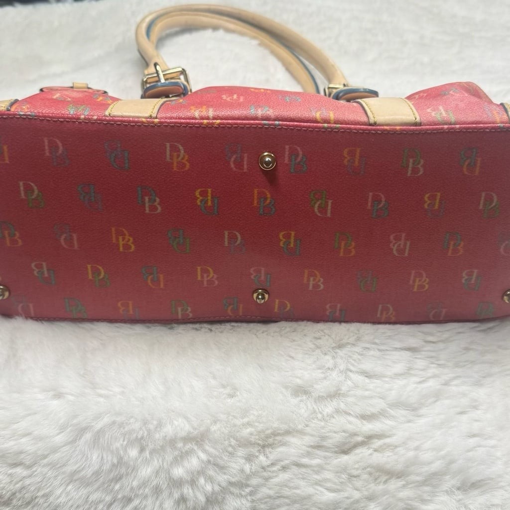 Dooney & Bourke Monogram Multi-Color DB Logo Satchel with Leather Trim