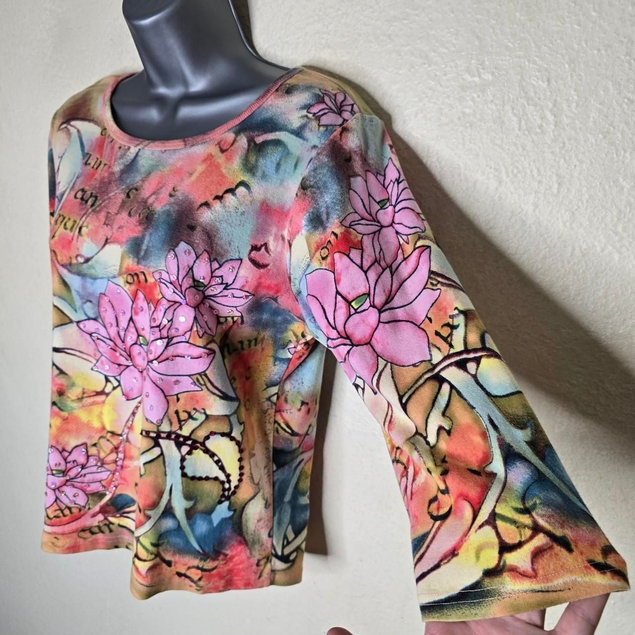 Take Two Clothing Co. Lotus Floral Sequin Graphic Top