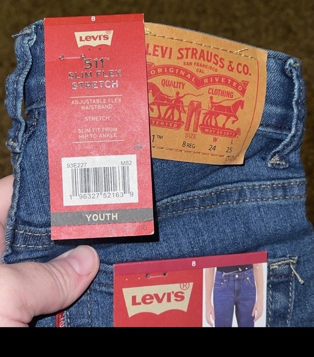 Levi’s Boy’s 511 Modern Slim Flex Stretch 5 Pocket Jeans Size 8 Del Ray New Levi