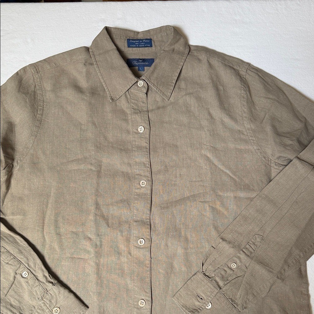 Faconnable Beige 100% Linen Shirt
