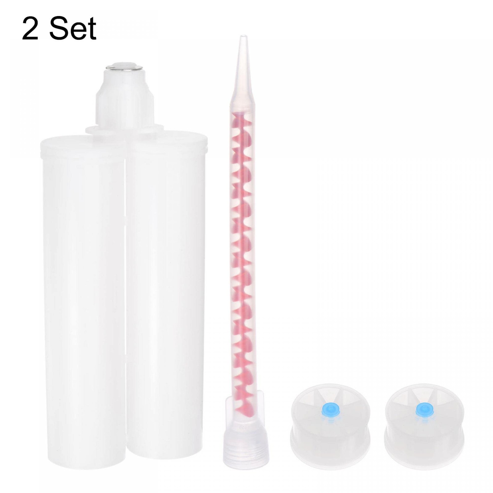 uxcell 2Pcs Epoxy Gun Adhesive Cartridge, Plastic Resin Mixer Dual Glue White