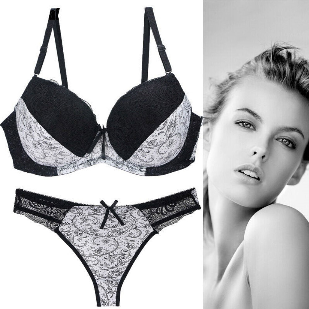 UK Ladies Sexy-Lingerie and Thong set Push Up Bra+Panties Set Bralette Brassiere