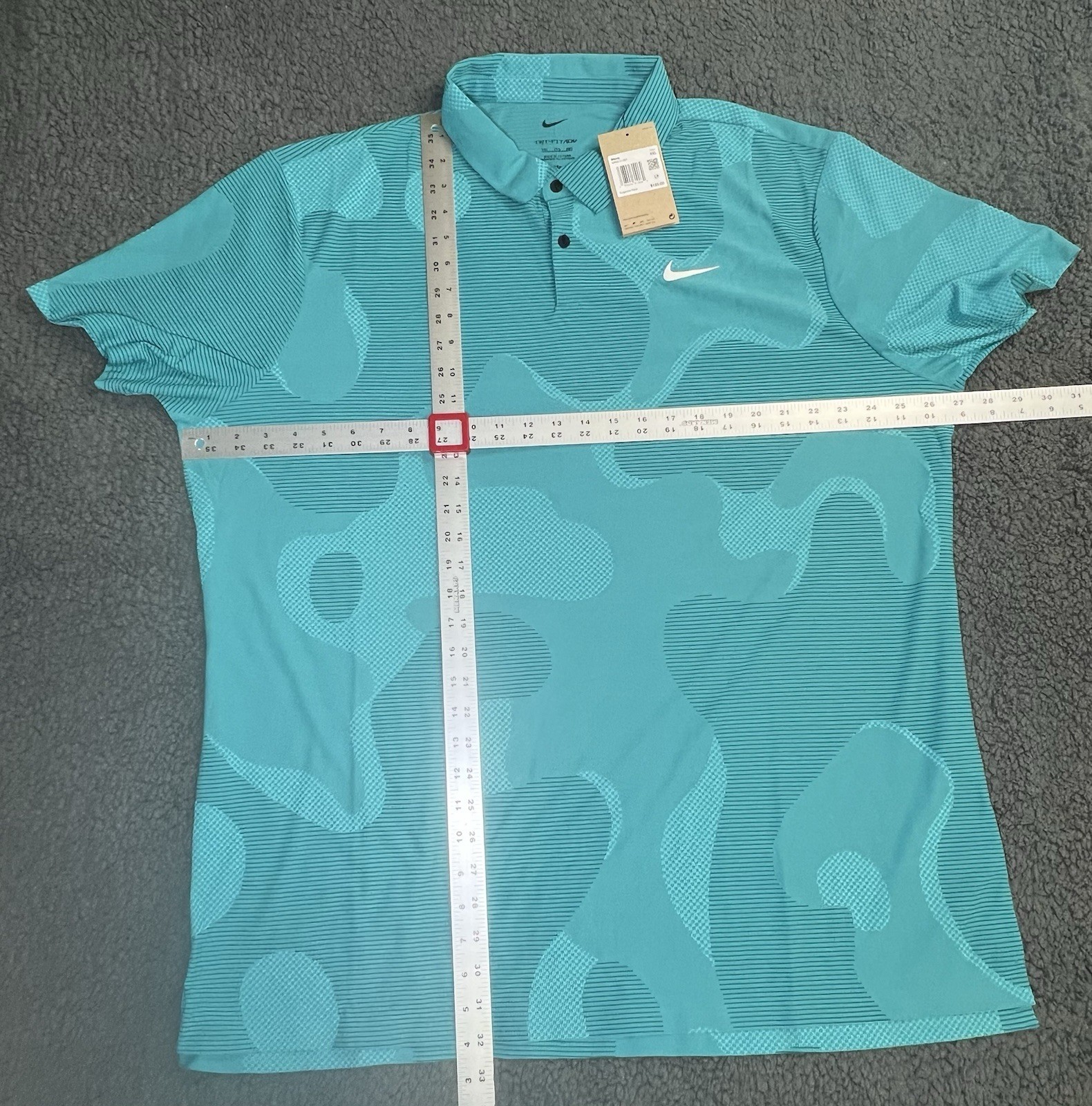 Nike Dri-Fit ADV Tour Camo Golf Polo Teal DR5312-381 Mens 2XL XXL