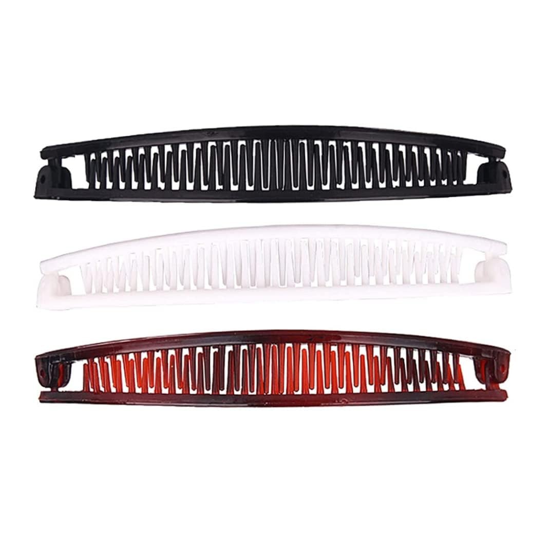 3Pcs Hair Clips Vintage Clincher Combs Banana 1 Count (Pack of 1), Black