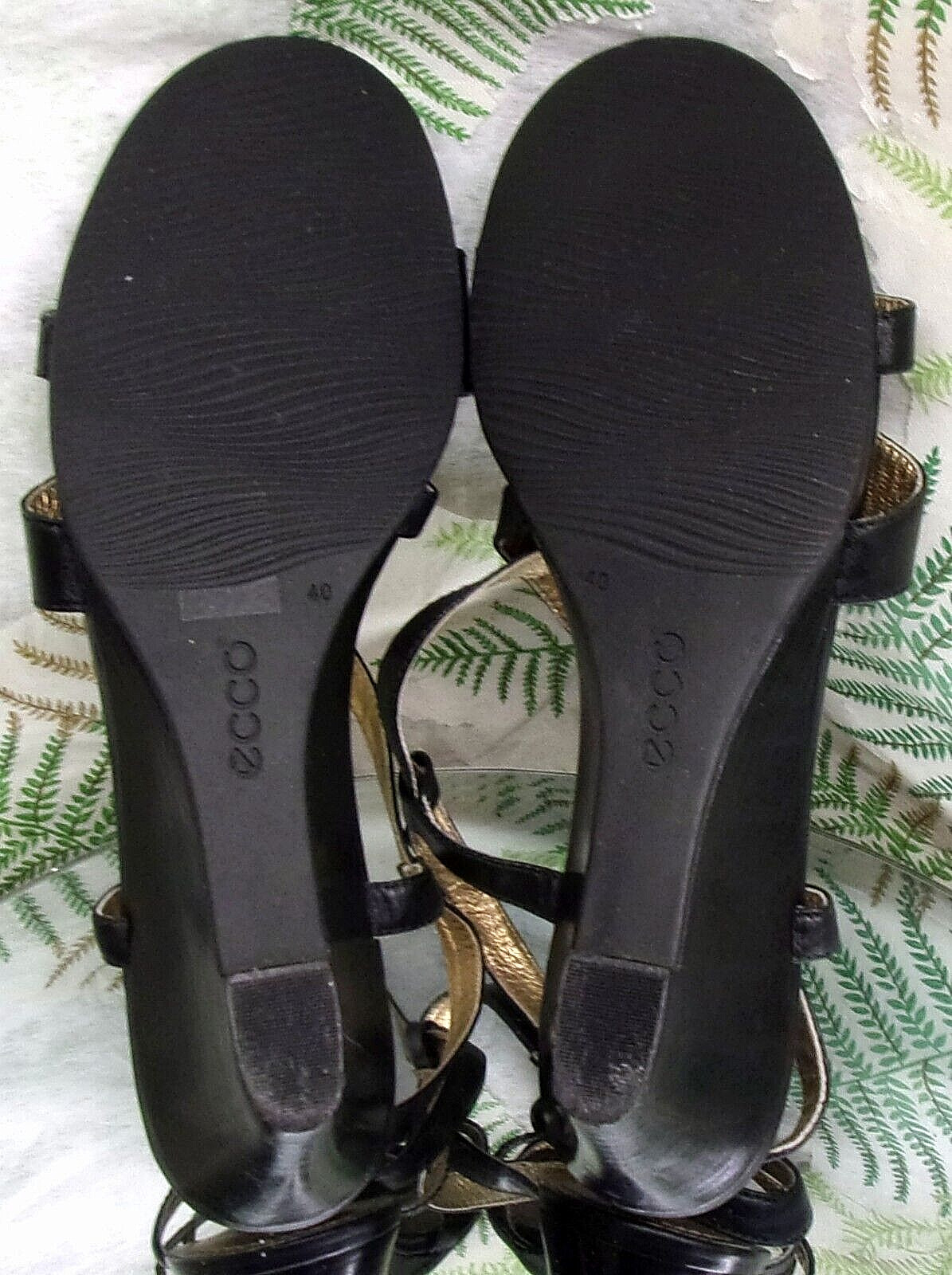ECCO BLACK LEATHER SLINGBBACK OPEN TOE SANDALS HEELS SHOES WOMENS SZ 9 9.5 EU 40