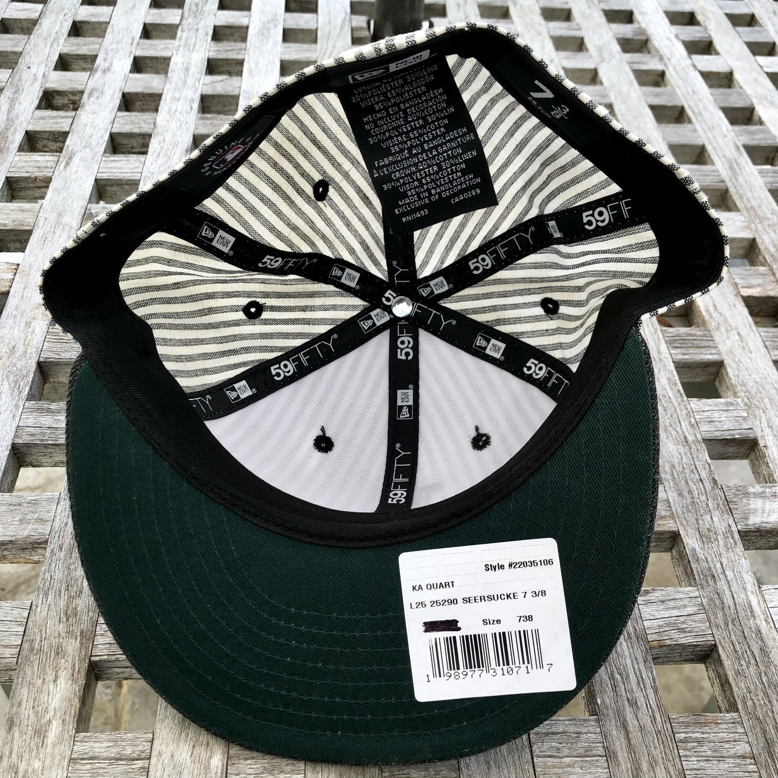 Los Angeles Dodgers Seersucker Pinstripe New Era 59FIFTY 2 Tone Fitted Hat 7 3/8