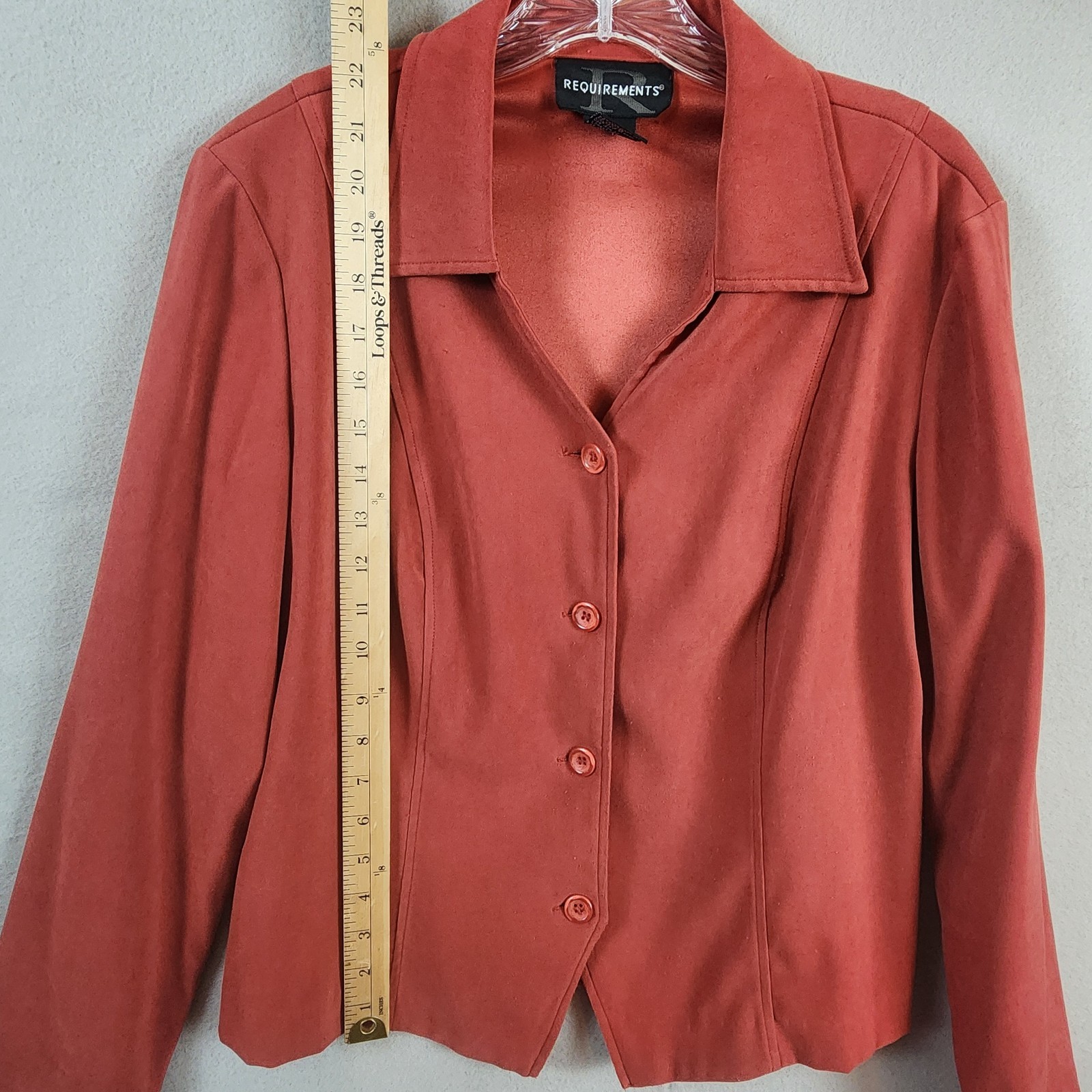 Requirements Button Front Blazer Women Medium Rust Brown Polyester Spandex