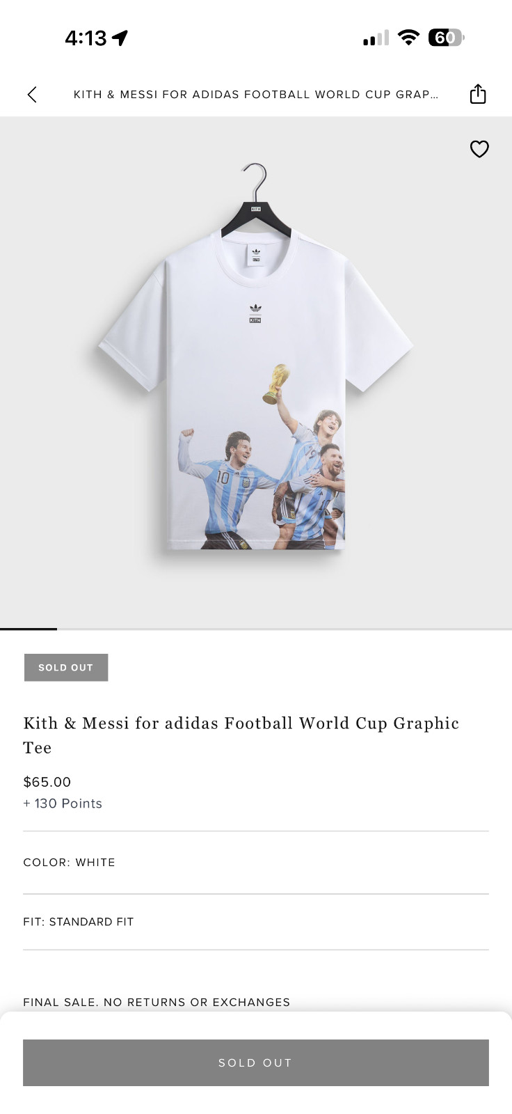 Kith & Messi for adidas Football World Cup Graphic Tee Size L – IN HAND