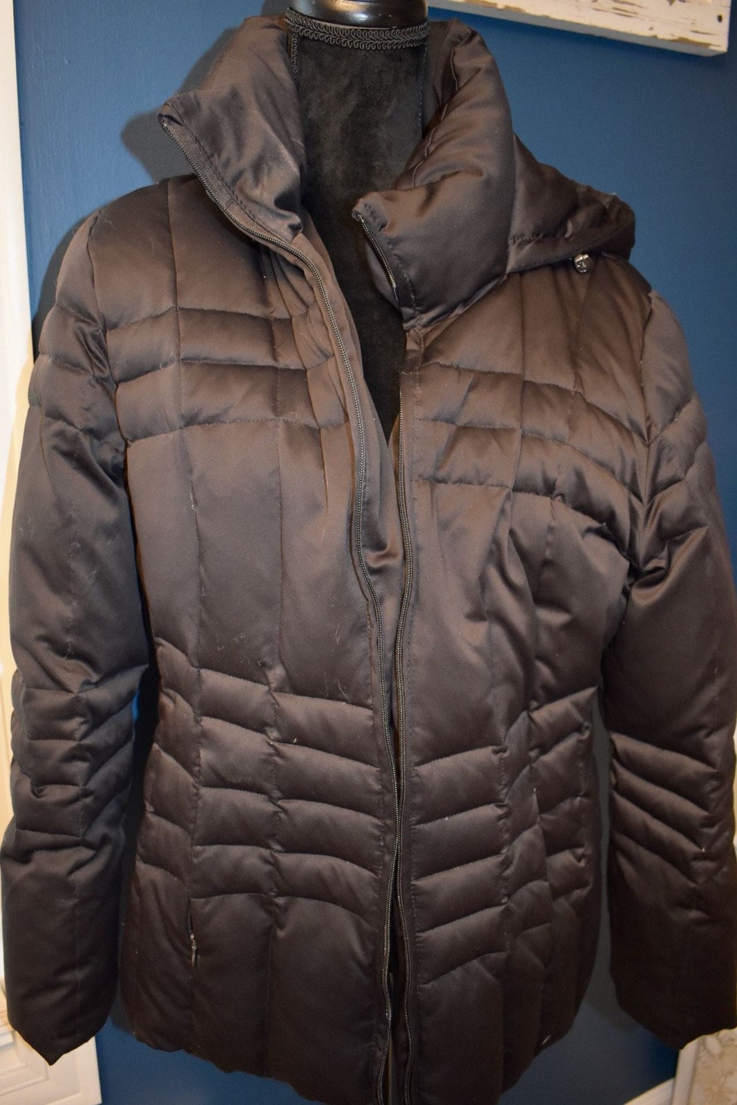 Calvin Klein Women’s Quilted Hooded Puffer Jacket Black Size XL
