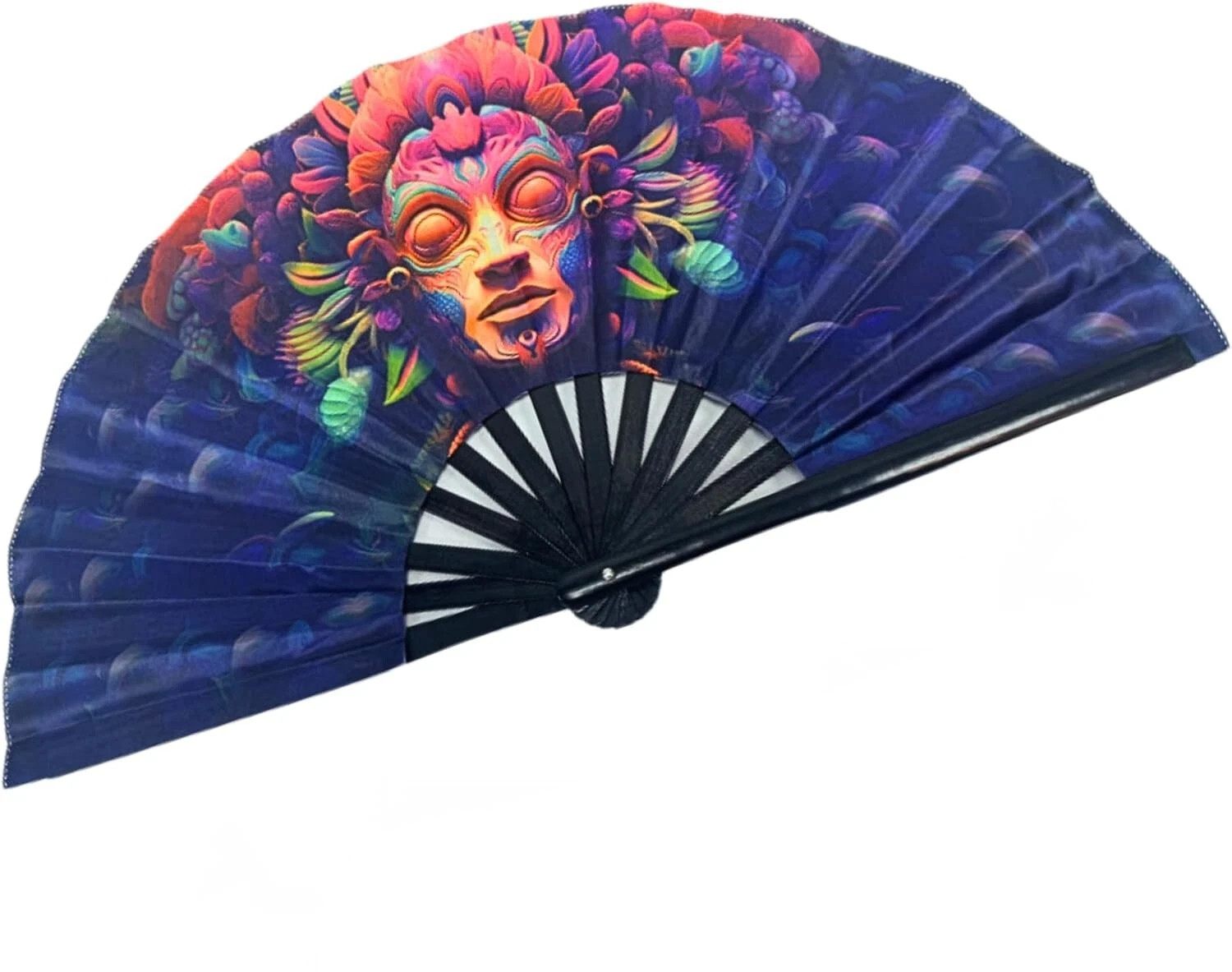 Rave Fan | Double-Sided Satin Fabric Bamboo Hand Fan (Waterproof) | Rave Accesso