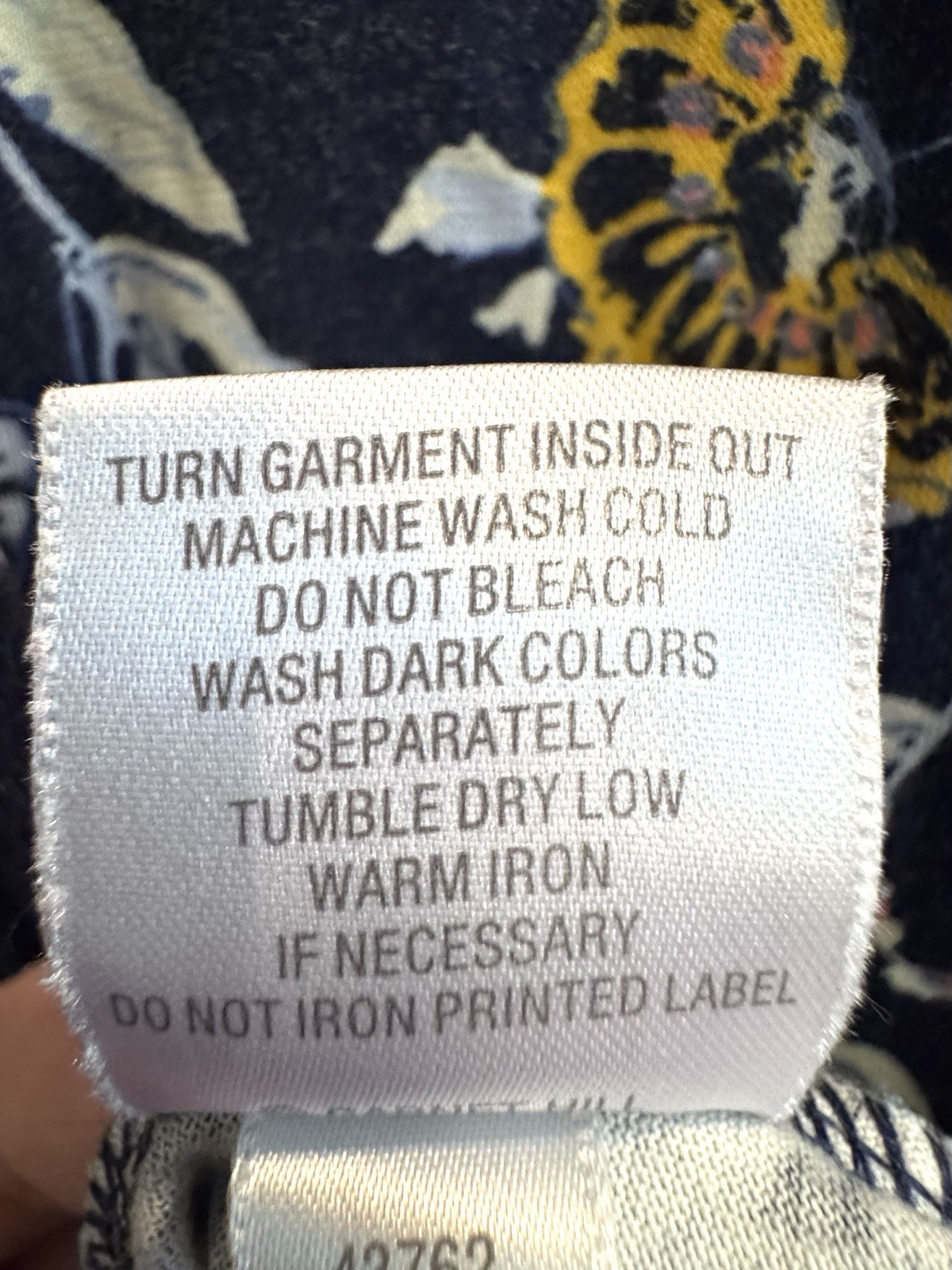 Garnet Hill Organic Cotton Floral Nightgown M Navy Faux Wrap Cap Sleeve