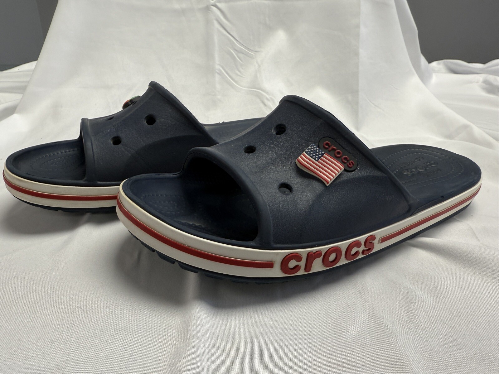 Mens Crocs Bayaband Slide Sandals Blue 205392 Blue Slip On Shoes Mens 7 Women 9