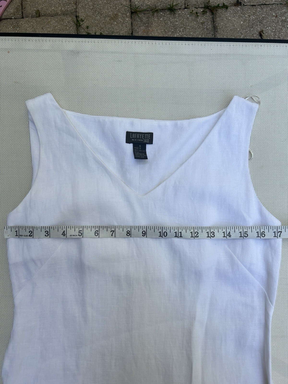 White Linen Blend Sheath Dress Petite 12 Sleeveless Lined Coastal Grandmother