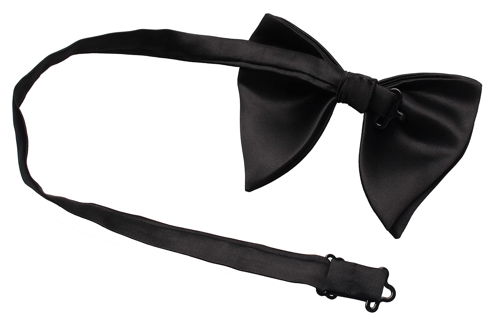 Mens Oversized Satin Silk Bow Tie Solid Color Formal Tuxedo Big Bowtie C- Black