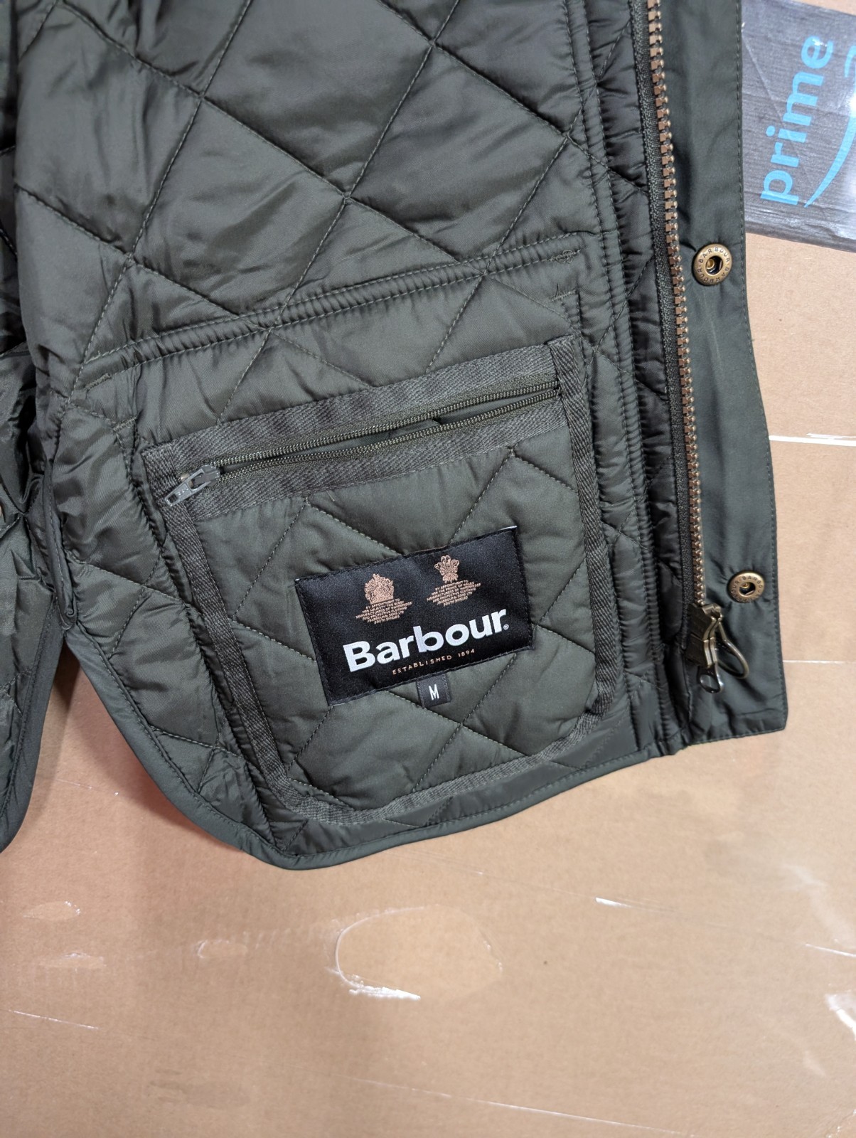Barbour Men’s Olive Green Lowerdale Quilted Gilet Full Zip Vest Sz Med