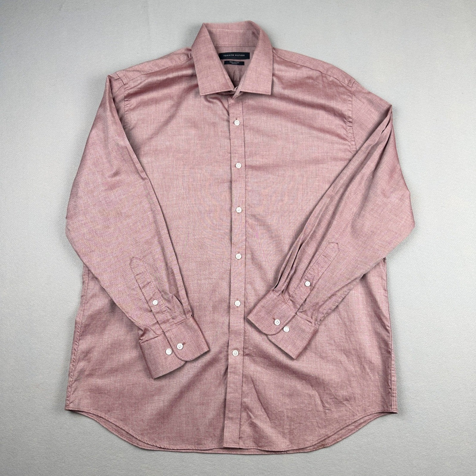 Tommy Hilfiger Dress Shirt Mens XL Slim Fit Cotton Long Sleeve Button Down