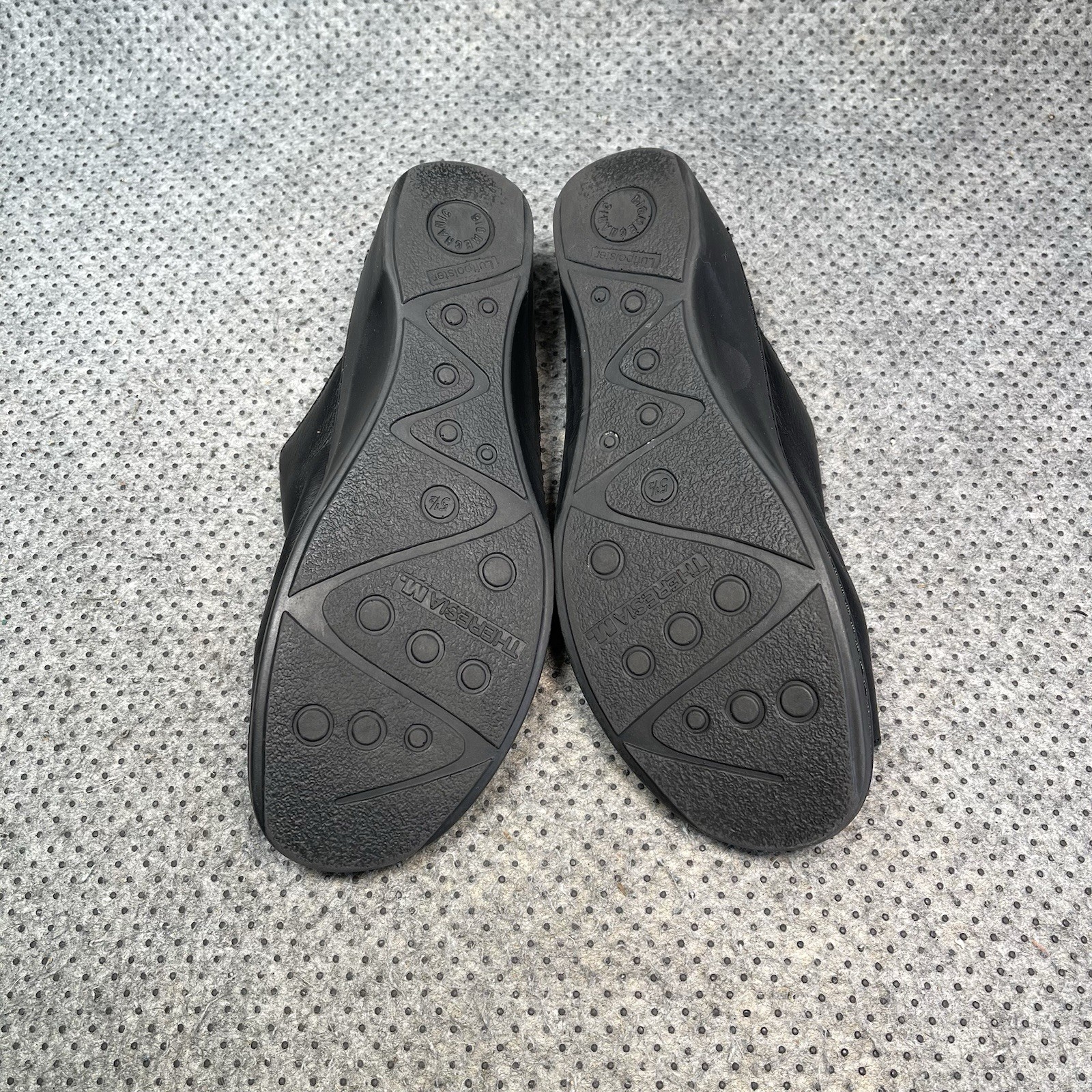 Theresia M Aloe Vera Black Leather Sandals Size 5.5 Women’s