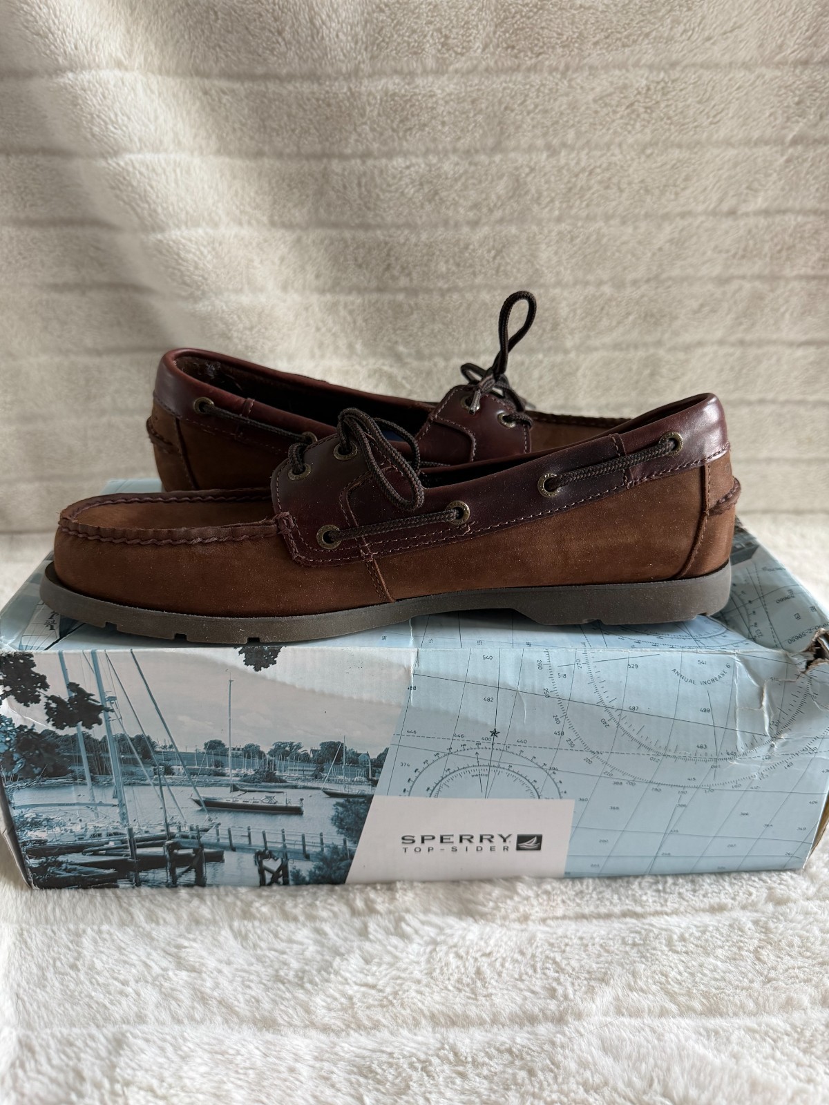 Sperry Leeward 2-Eye Boat Shoe Nubuck Brown Men’s size 11