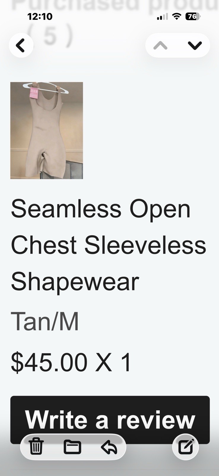 Women’s One-Piece Shapewear Seamless Open Chest crotchless Firm Compresion Tan M