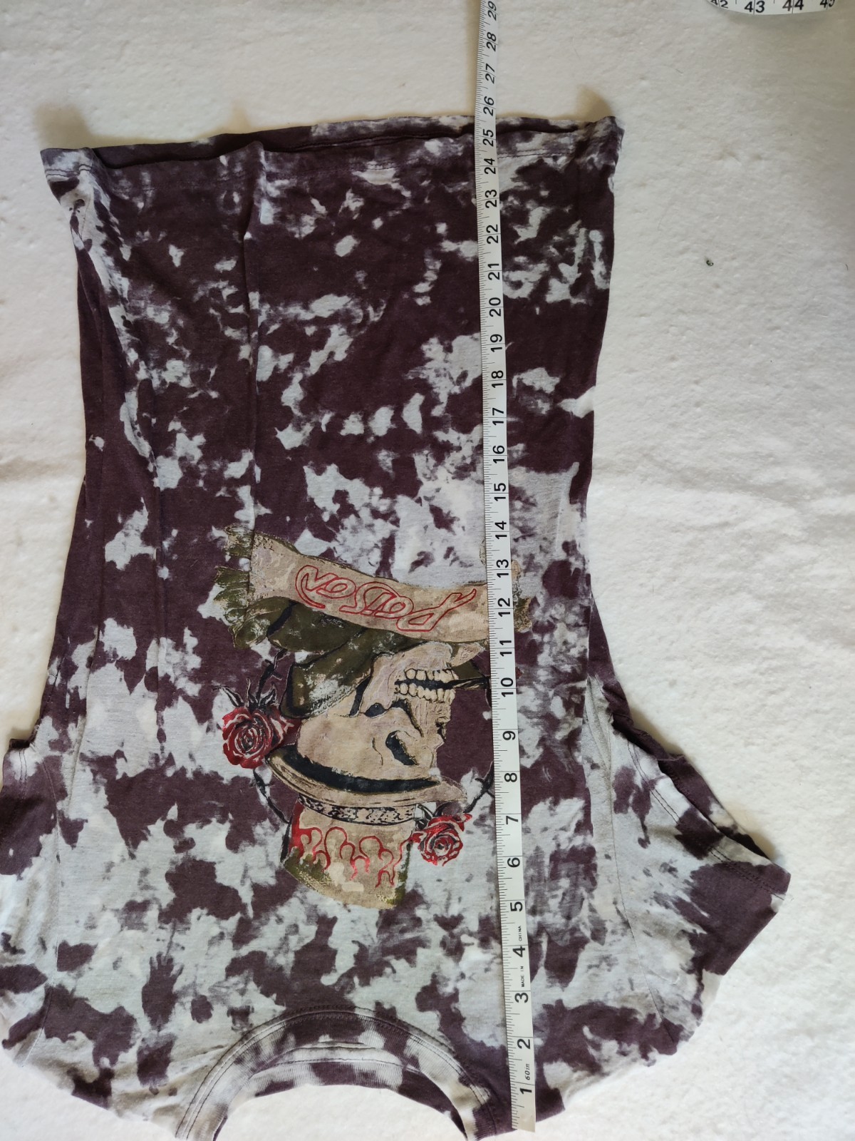 Vintage Vinyl Poison Skull Graphic 80’s Band T-shirt Burnout Tie Dye Junior L