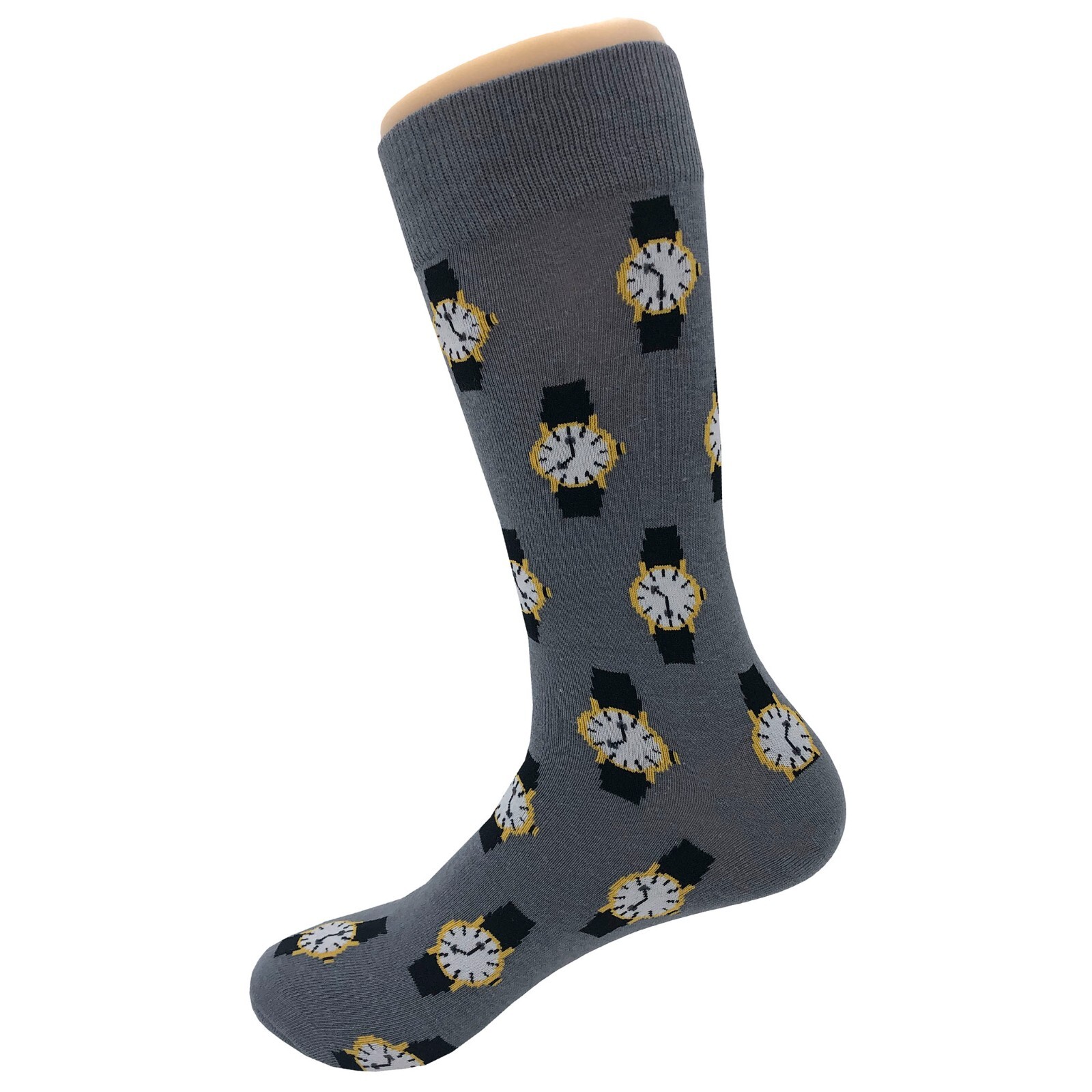 NWT Wrist Watch Dress Socks Novelty Men 8-12 Gray Crazy Fun Sockfly