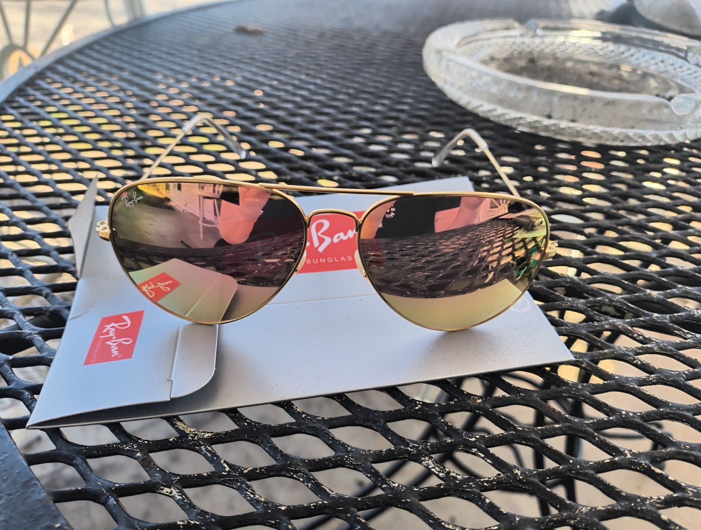 Ray Ban Aviator RB3026 Sunglasses 62mm Pink Lens/Gold Frame