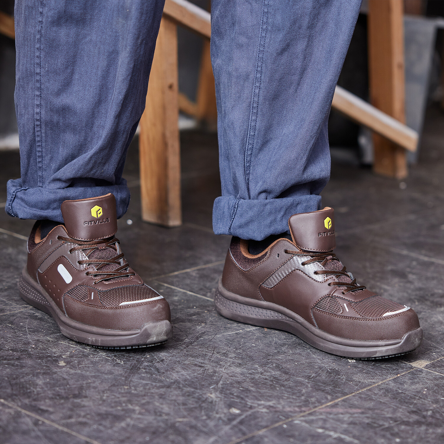 FitVille Men’s Extra Wide Work Safety Shoes Composite Steel Toe Slip Resistant