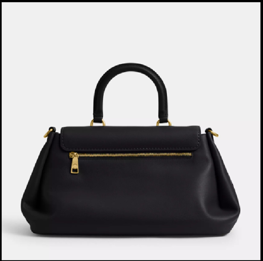 COACH CCC39 Slouchy Rogue Top Handle Bag 39 Natural Grain Leather Black Outlet